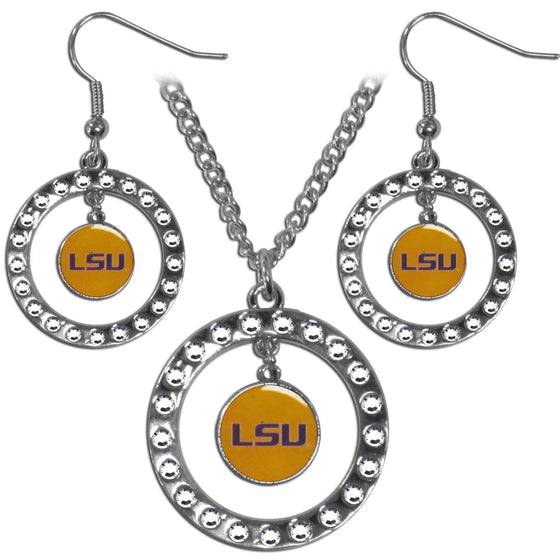 LSU Tigers Rhinestone Hoop Jewelry Set (SSKG) - 757 Sports Collectibles