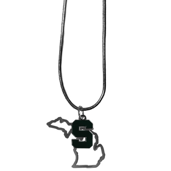 Michigan St. Spartans State Charm Necklace (SSKG) - 757 Sports Collectibles