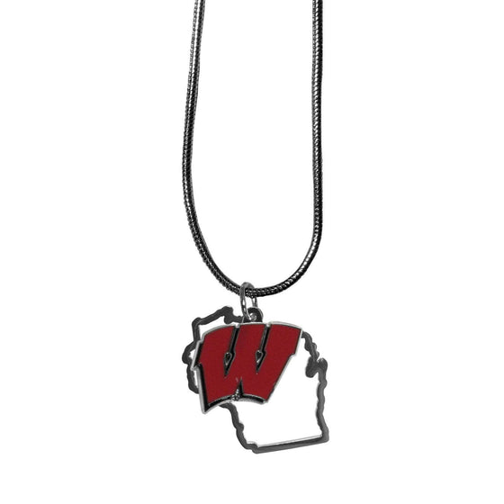 Wisconsin Badgers State Charm Necklace (SSKG) - 757 Sports Collectibles