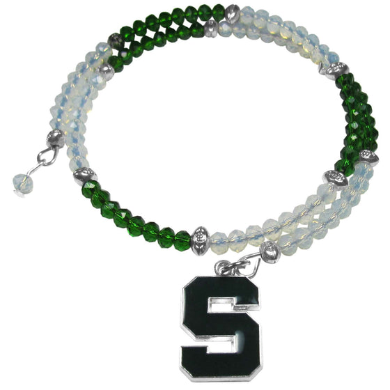 Michigan St. Spartans Crystal Memory Wire Bracelet (SSKG) - 757 Sports Collectibles