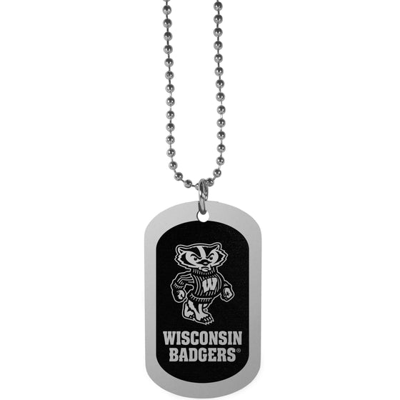 Wisconsin Badgers Chrome Tag Necklace (SSKG) - 757 Sports Collectibles