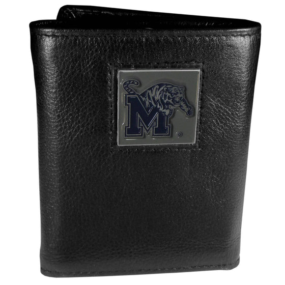 Memphis Tigers Deluxe Leather Tri-fold Wallet Packaged in Gift Box (SSKG) - 757 Sports Collectibles