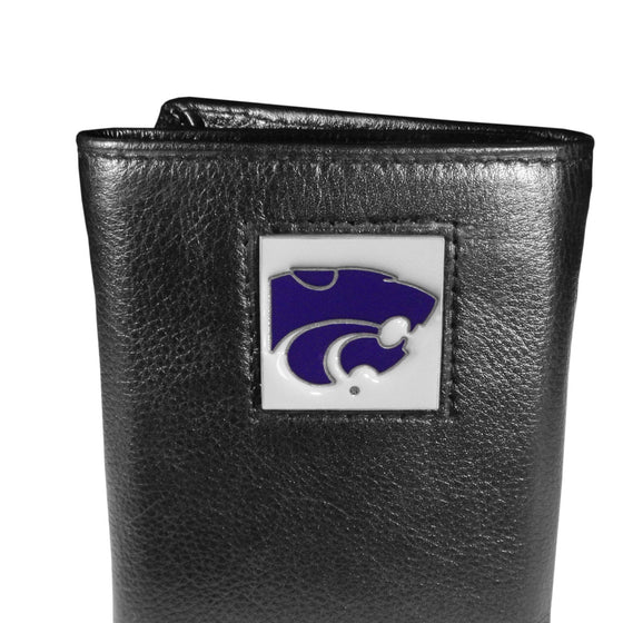 Kansas St. Wildcats Deluxe Leather Tri-fold Wallet Packaged in Gift Box (SSKG) - 757 Sports Collectibles