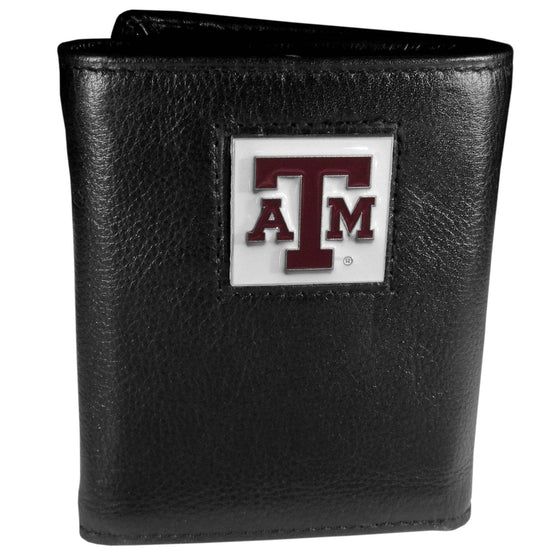 Texas A & M Aggies Deluxe Leather Tri-fold Wallet Packaged in Gift Box (SSKG) - 757 Sports Collectibles