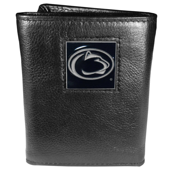 Penn St. Nittany Lions Deluxe Leather Tri-fold Wallet Packaged in Gift Box (SSKG) - 757 Sports Collectibles