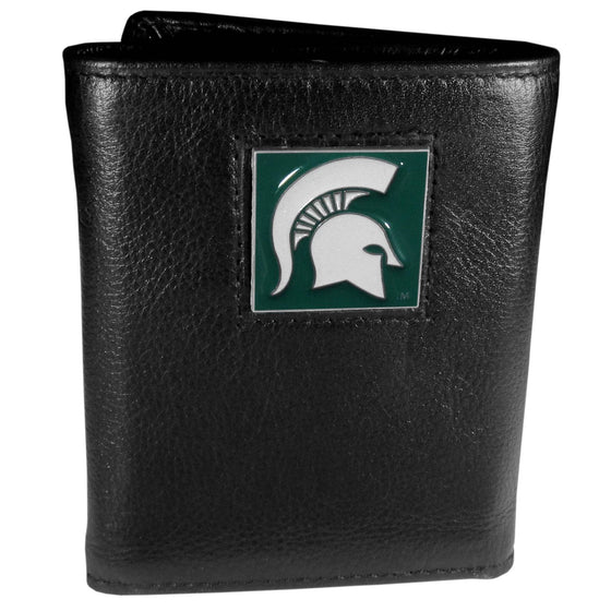 Michigan St. Spartans Deluxe Leather Tri-fold Wallet Packaged in Gift Box (SSKG) - 757 Sports Collectibles