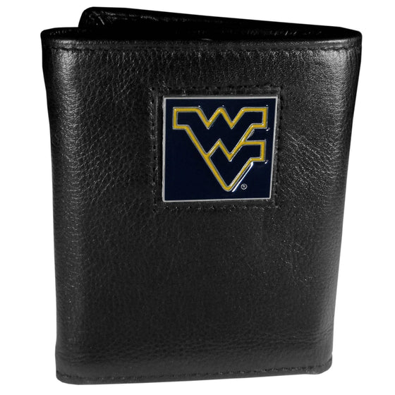 W. Virginia Mountaineers Deluxe Leather Tri-fold Wallet Packaged in Gift Box (SSKG) - 757 Sports Collectibles