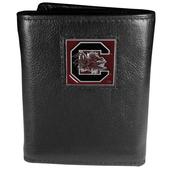 S. Carolina Gamecocks Deluxe Leather Tri-fold Wallet Packaged in Gift Box (SSKG) - 757 Sports Collectibles