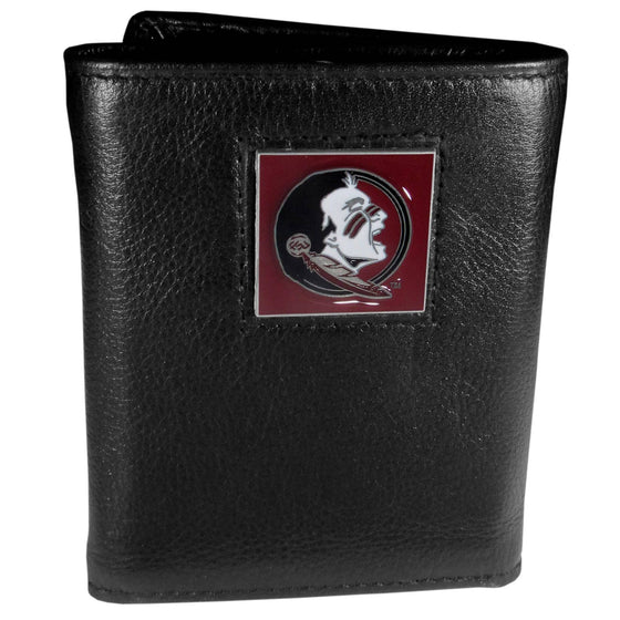 Florida St. Seminoles Deluxe Leather Tri-fold Wallet Packaged in Gift Box (SSKG) - 757 Sports Collectibles