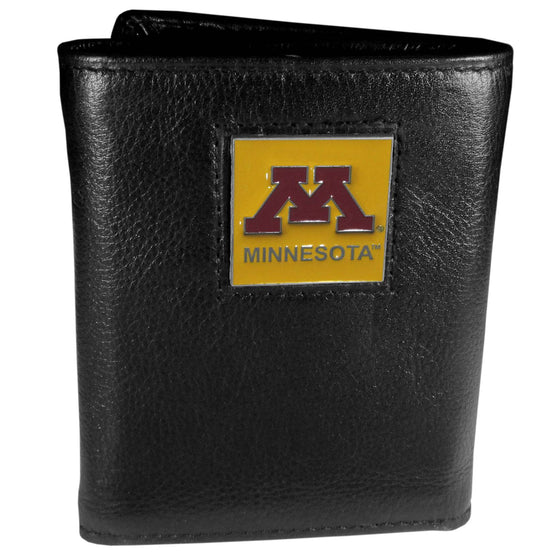 Minnesota Golden Gophers Deluxe Leather Tri-fold Wallet Packaged in Gift Box (SSKG) - 757 Sports Collectibles