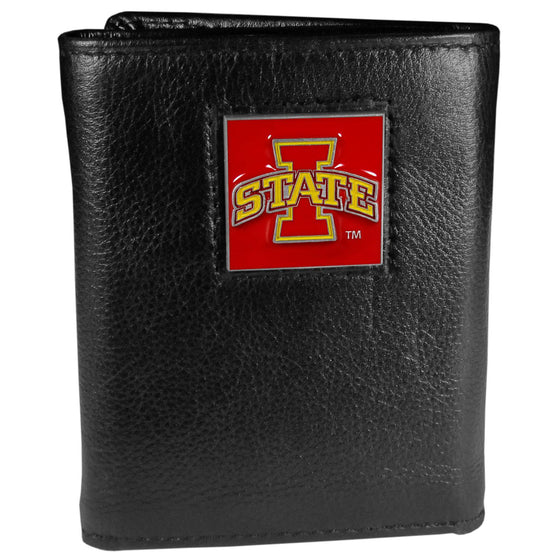 Iowa St. Cyclones Deluxe Leather Tri-fold Wallet Packaged in Gift Box (SSKG) - 757 Sports Collectibles