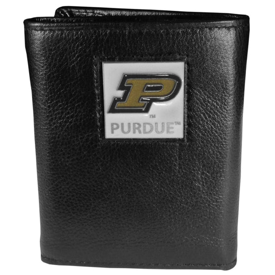 Purdue Boilermakers Deluxe Leather Tri-fold Wallet Packaged in Gift Box (SSKG) - 757 Sports Collectibles