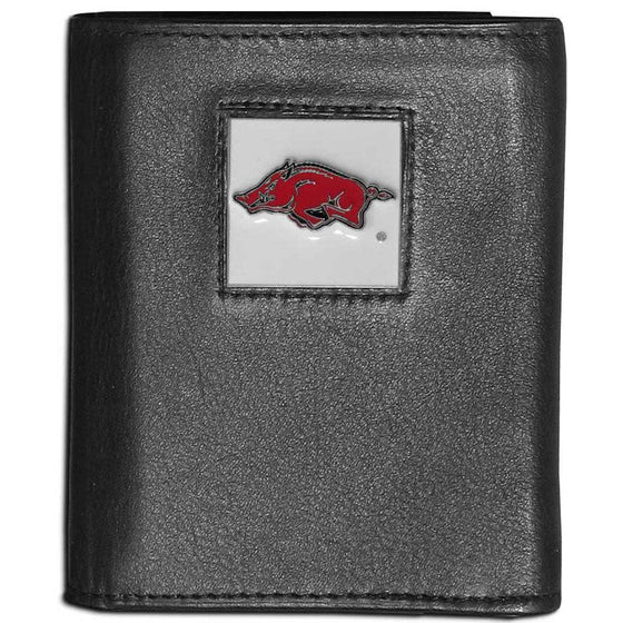 Arkansas Razorbacks Leather Tri-fold Wallet (SSKG) - 757 Sports Collectibles