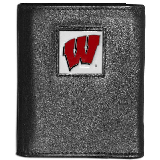 Wisconsin Badgers Leather Tri-fold Wallet (SSKG) - 757 Sports Collectibles