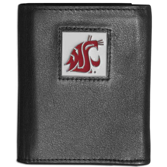 Washington St. Cougars Leather Tri-fold Wallet (SSKG) - 757 Sports Collectibles