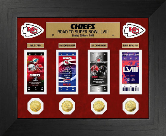 Kansas City Chiefs Road to Super Bowl 58 Deluxe Ticket and Gold Coin Photo Mint