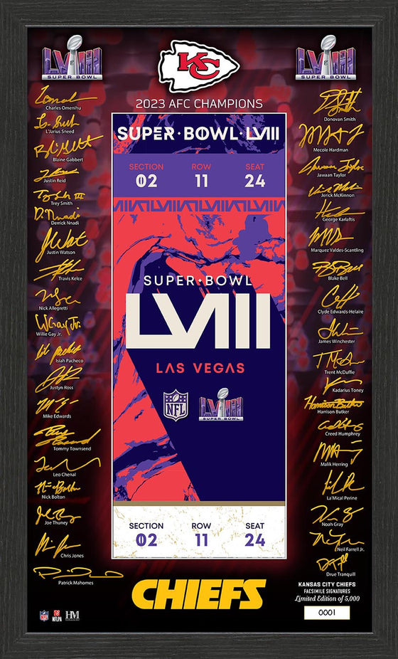 Kansas City Chiefs Super Bowl 58 Signature Ticket Frame