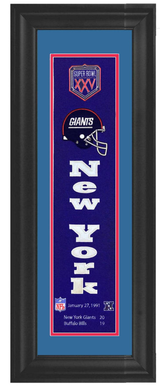 New York Giants Super Bowl XXV Champions Framed Heritage Banner 12x34 - 757 Sports Collectibles