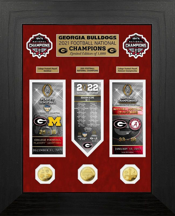 Georgia Bulldogs 2021 Football National Champions Deluxe Road to the Championship Gold Photo Mint