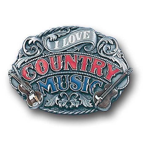 I Love Country Music Enameled Belt Buckle (SSKG) - 757 Sports Collectibles