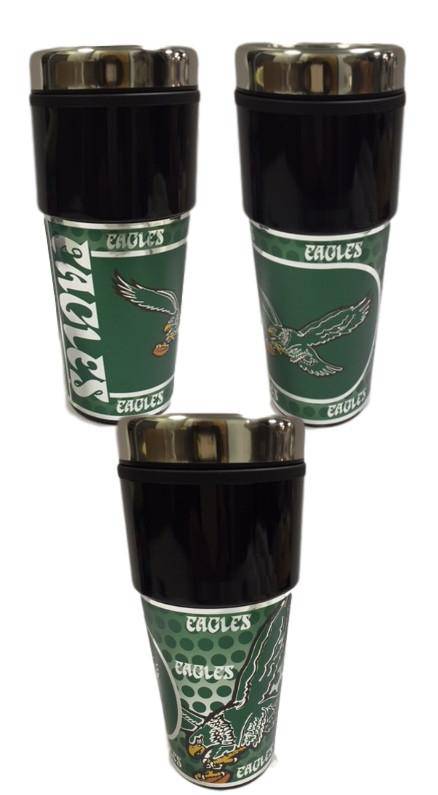 NFL Philadelphia Eagles Throwback Metallic Wrap Stainless Travel Tumbler with Slider Lid - 757 Sports Collectibles