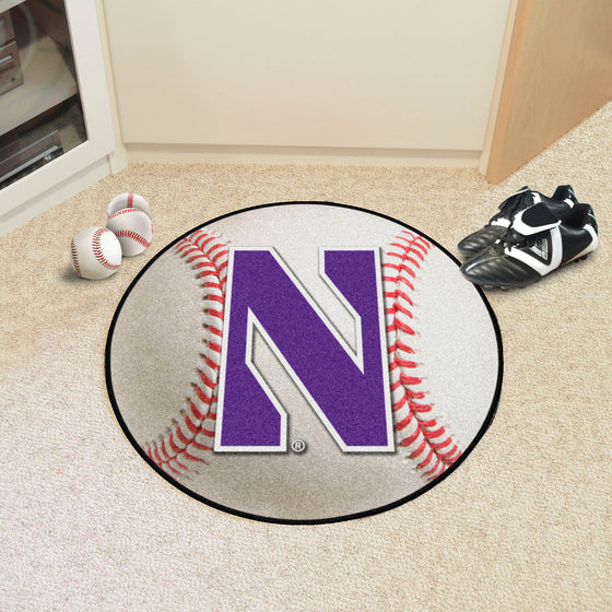 Northwestern Wildcats Baseball Rug - 27in. Diameter