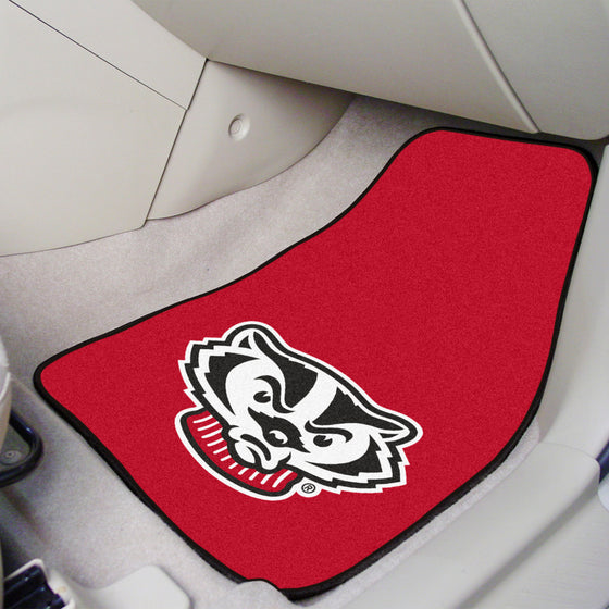 Wisconsin Badgers Front Carpet Car Mat Set - 2 Pieces, Badger Logo