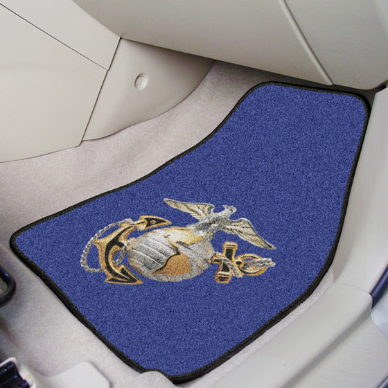 U.S. Marines Front Carpet Car Mat Set - 2 Pieces, Full Color Logo