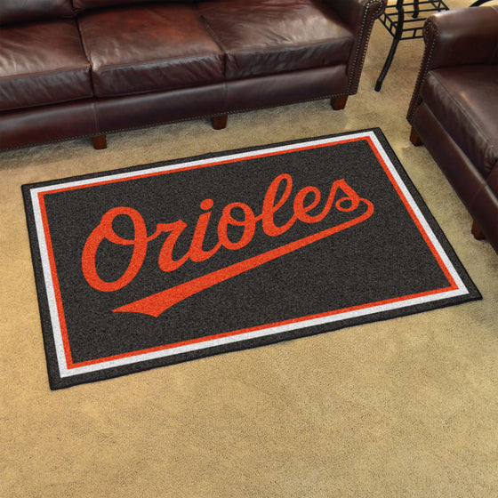 Baltimore Orioles 4ft. x 6ft. Plush Area Rug