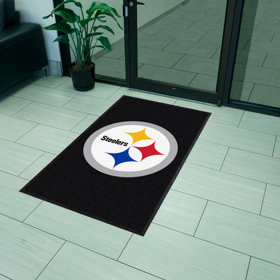 Pittsburgh Steelers 3X5 High-Traffic Mat with Durable Rubber Backing - Portrait Orientation