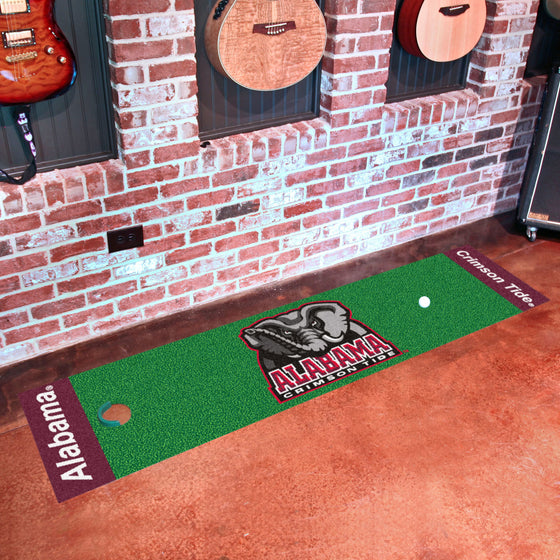 Alabama Crimson Tide Putting Green Mat - 1.5ft. x 6ft., Elephant Logo