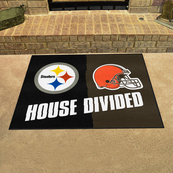 NFL House Divided - Steelers / Browns House Divided Rug - 34 in. x 42.5 in.