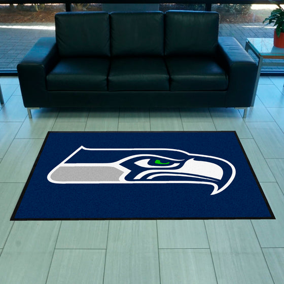 Seattle Seahawks 4X6 High-Traffic Mat with Durable Rubber Backing - Landscape Orientation