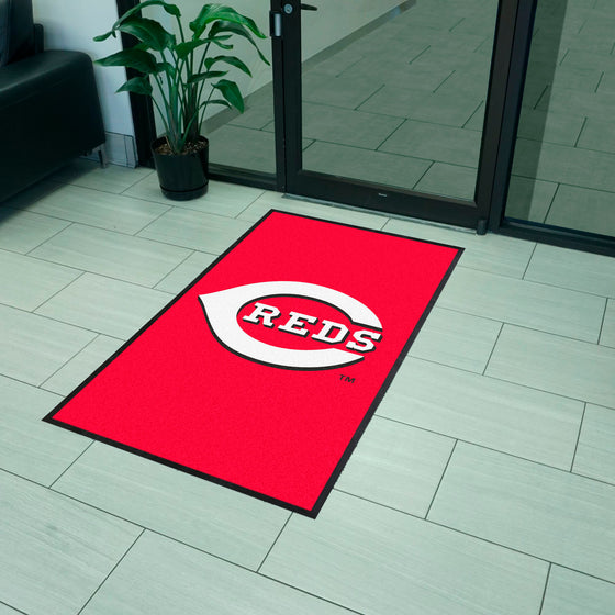 Cincinnati Reds 3X5 High-Traffic Mat with Durable Rubber Backing - Portrait Orientation