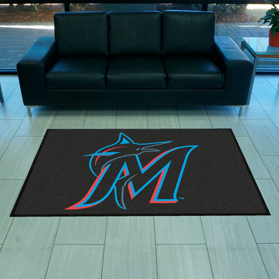 Miami Marlins 4X6 High-Traffic Mat with Durable Rubber Backing - Landscape Orientation