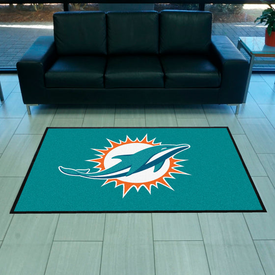 Miami Dolphins 4X6 High-Traffic Mat with Durable Rubber Backing - Landscape Orientation