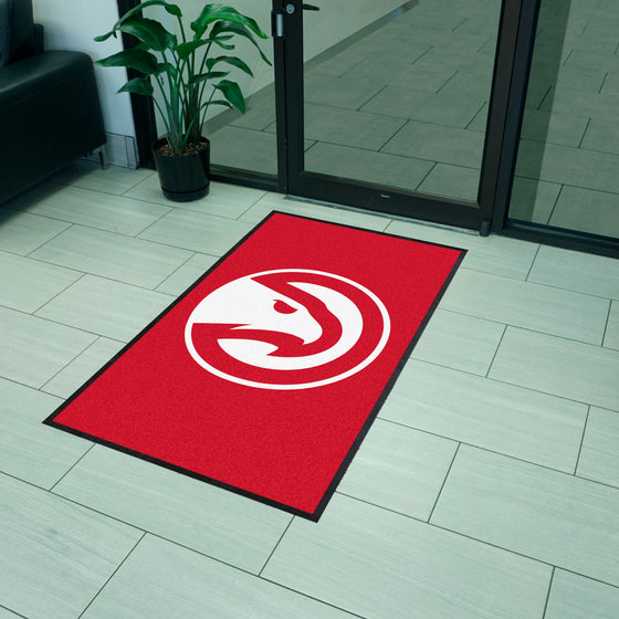 Atlanta Hawks 3X5 High-Traffic Mat with Durable Rubber Backing - Portrait Orientation