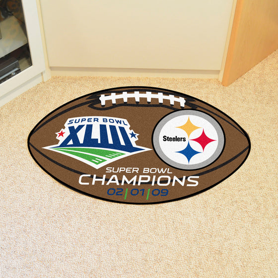 Pittsburgh Steelers  Football Rug - 20.5in. x 32.5in., 2009 Super Bowl XLIII Champions