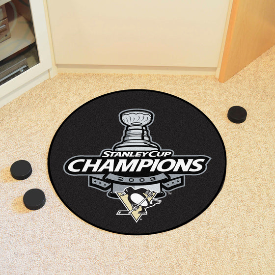 Pittsburgh Penguins Hockey Puck Rug - 27in. Diameter, 2009 NHL Stanley Cup Champions