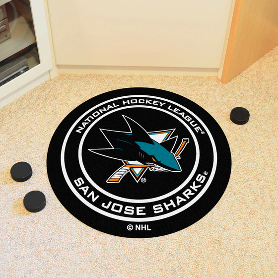 San Jose Sharks Hockey Puck Rug - 27in. Diameter