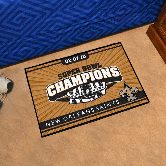 New Orleans Saints Starter Mat Accent Rug - 19in. x 30in., 2010 Super Bowl XLIV Champions