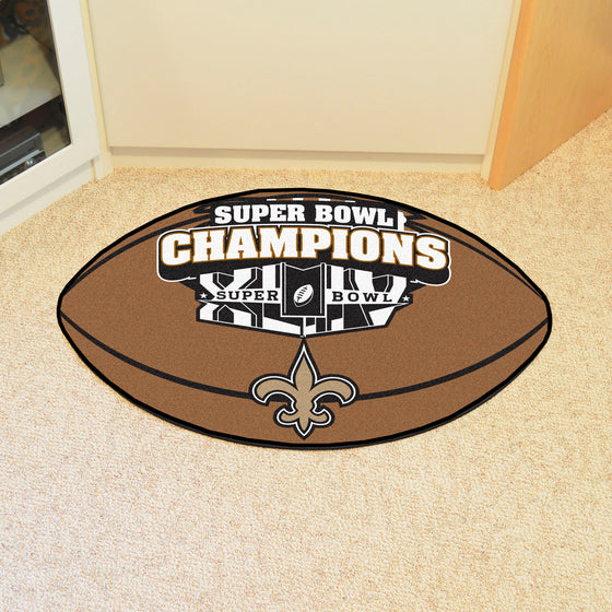 New Orleans Saints  Football Rug - 20.5in. x 32.5in., 2010 Super Bowl XLIV Champions