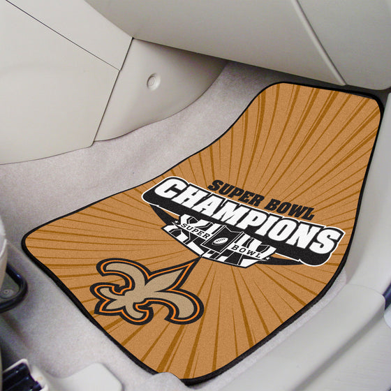 New Orleans Saints Front Carpet Car Mat Set - 2 Pieces, 2010 Super Bowl XLIV Champions