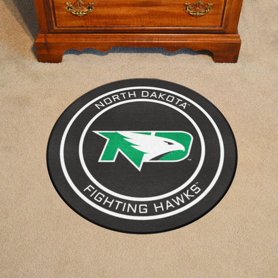 North Dakota Fighting Hawks Hockey Puck Rug - 27in. Diameter