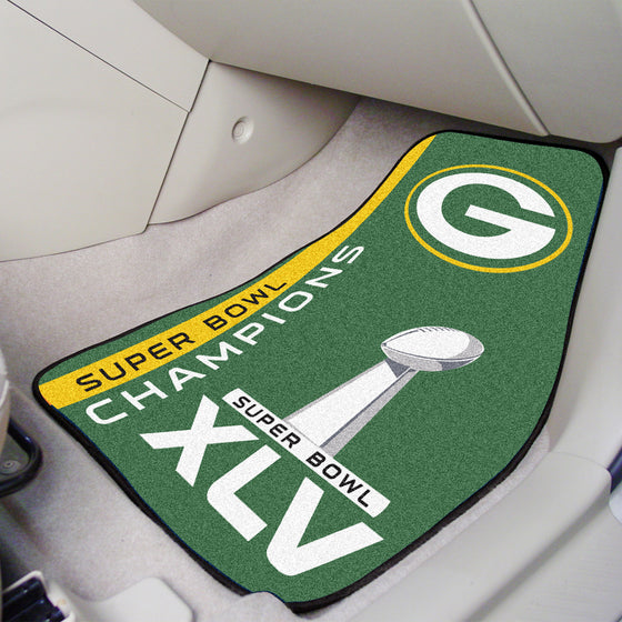 Green Bay Packers Front Carpet Car Mat Set - 2 Pieces, 2011 Super Bowl XLV Champions