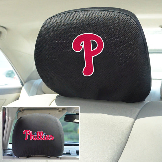 Philadelphia Phillies Embroidered Head Rest Cover Set - 2 Pieces