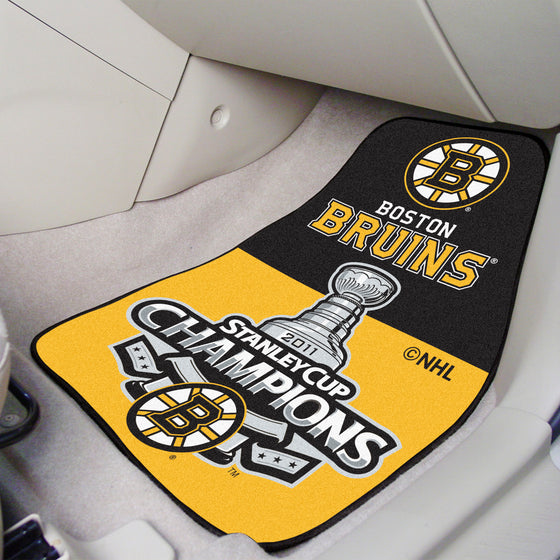 Boston Bruins Front Carpet Car Mat Set - 2 Pieces, 2011 NHL Stanley Cup Champions