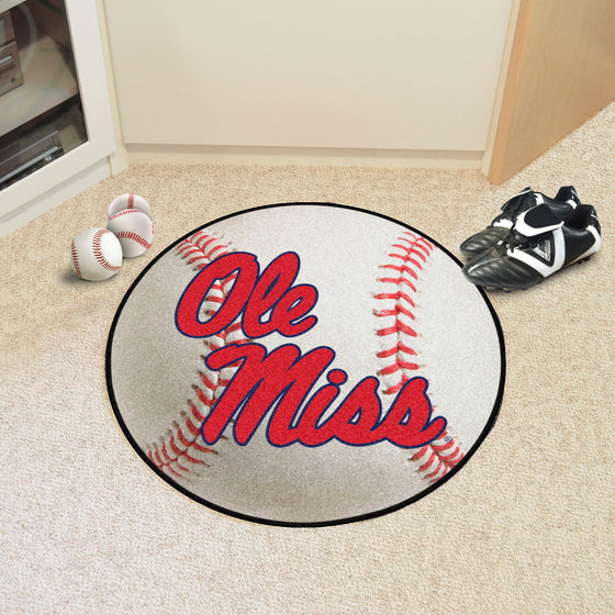 Ole Miss Rebels Baseball Rug - 27in. Diameter