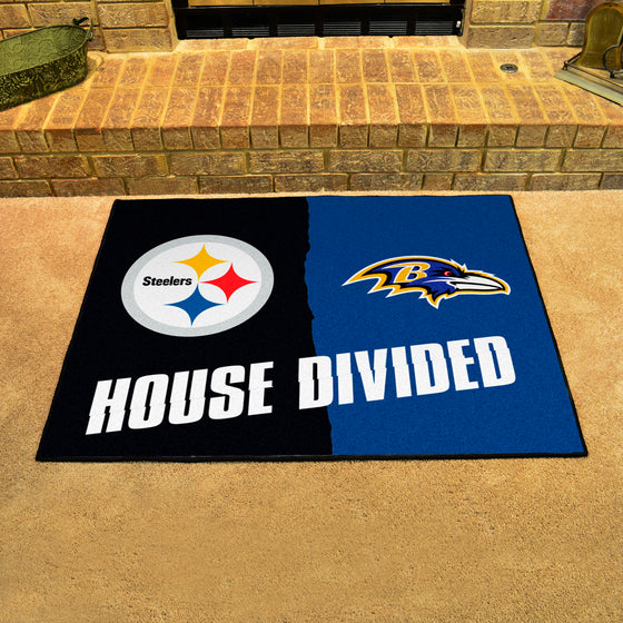 NFL House Divided - Steelers / Ravens House Divided Rug - 34 in. x 42.5 in.