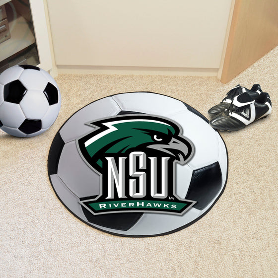 Northeastern State Riverhawks Soccer Ball Rug - 27in. Diameter